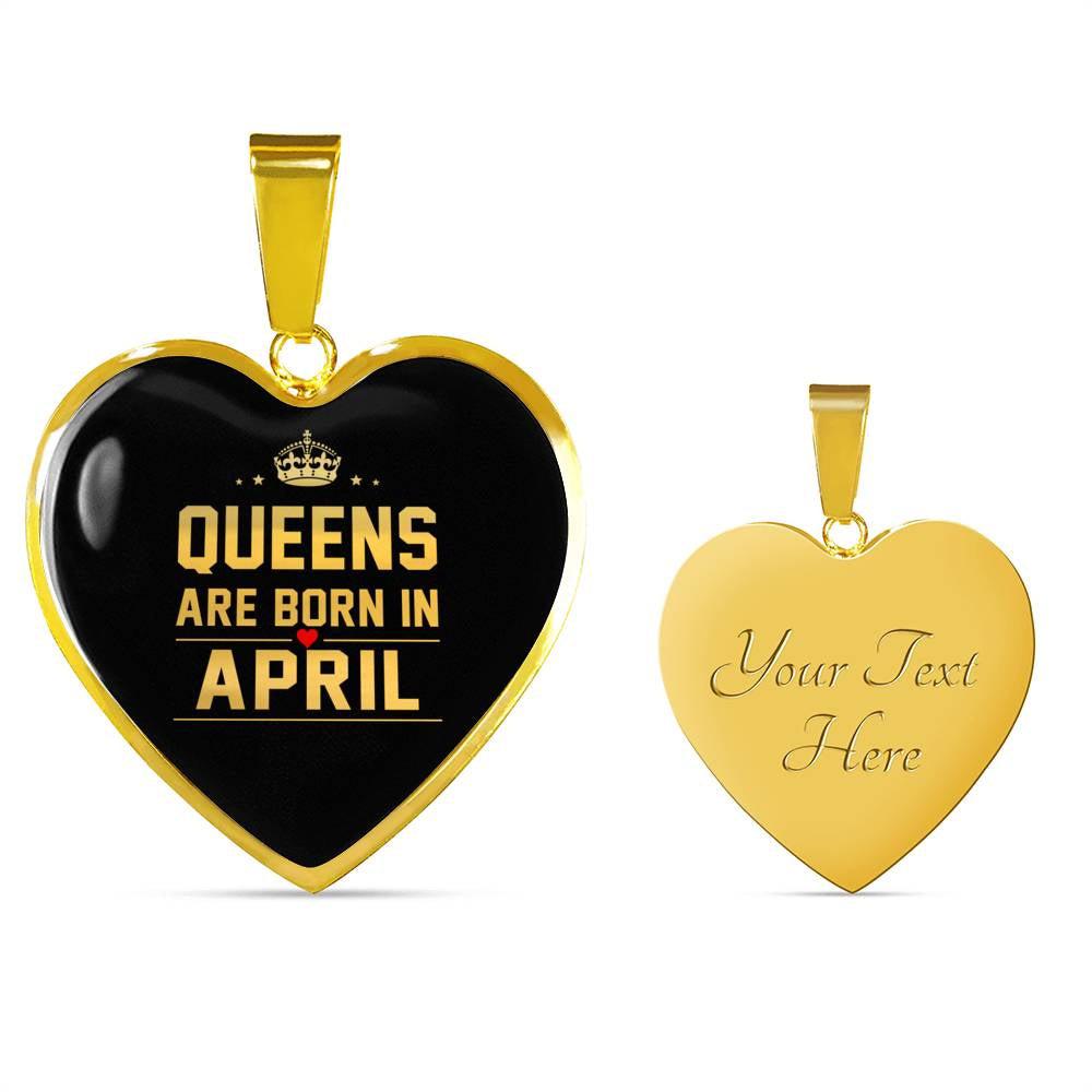 Queens are Born In April Heart Necklace zodiac jewelry for her birthday outfit