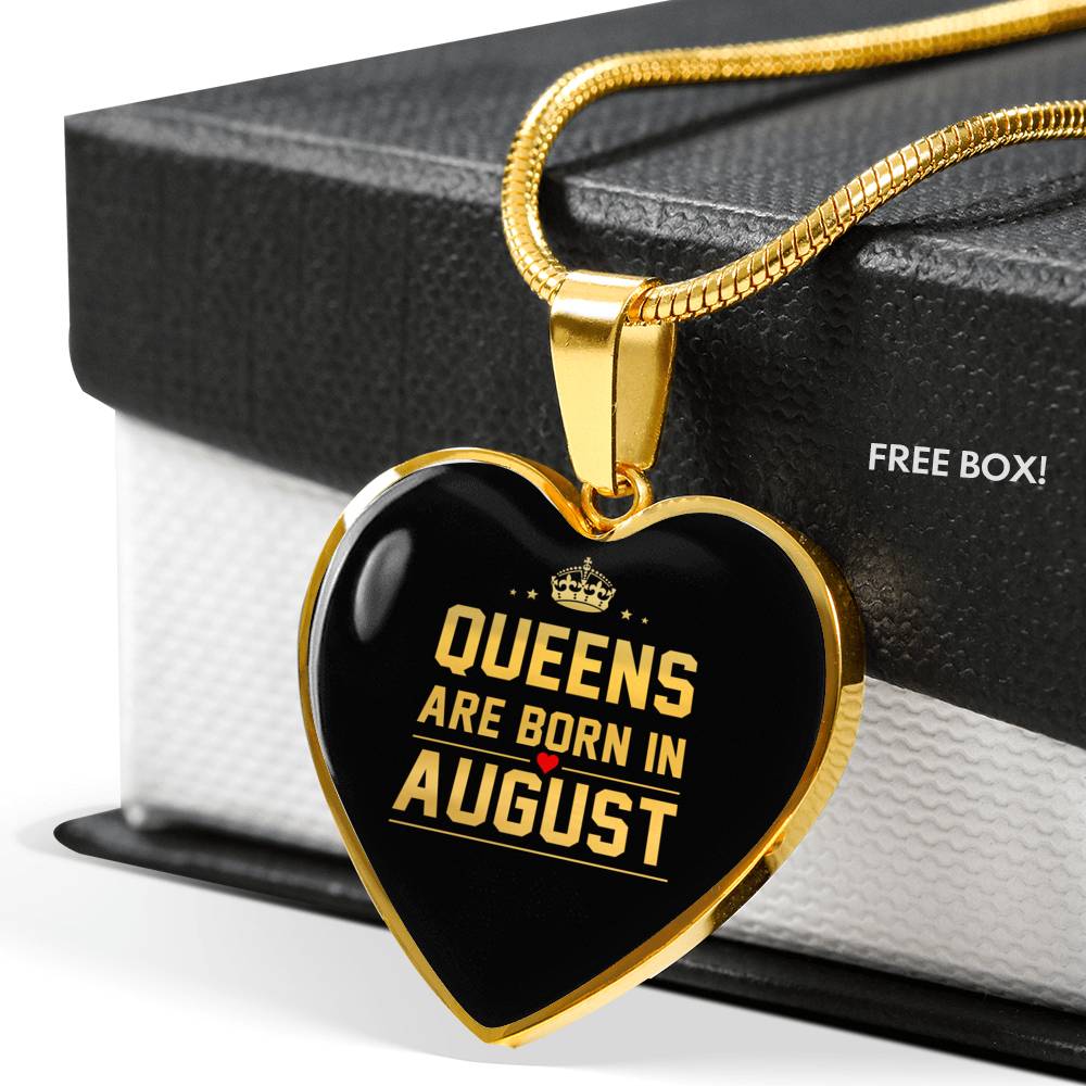 Queens are Born In August Heart Necklace zodiac jewelry for her birthday outfit