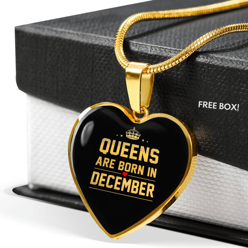 Queens are Born In December Heart Necklace zodiac jewelry for her birthday outfit