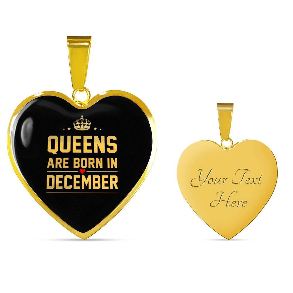 Queens are Born In December Heart Necklace zodiac jewelry for her birthday outfit