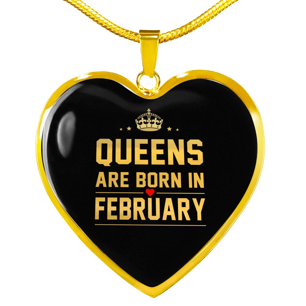 Queens are Born In February Heart Necklace zodiac jewelry for her birthday outfit