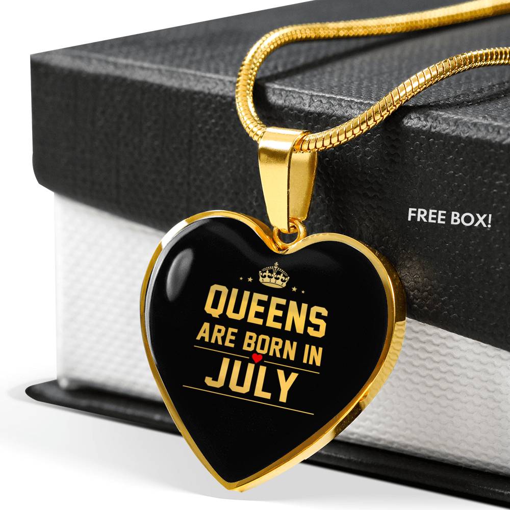 Queens are Born In July Heart Necklace zodiac jewelry for her birthday outfit