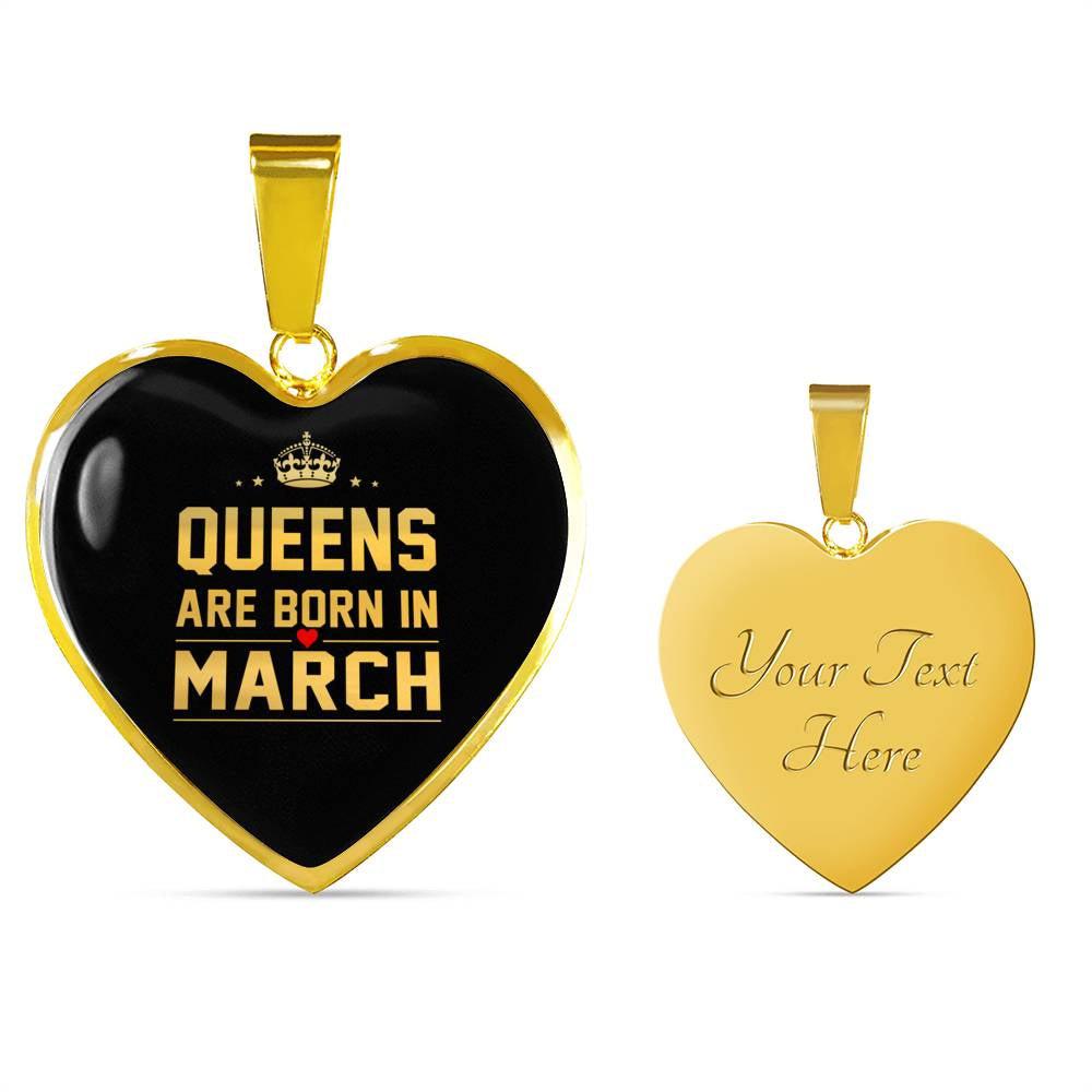 Queens are Born In March Heart Necklace zodiac jewelry for her birthday outfit