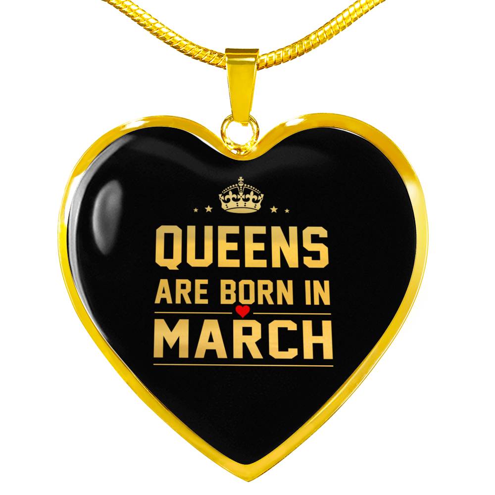 Queens are Born In March Heart Necklace zodiac jewelry for her birthday outfit