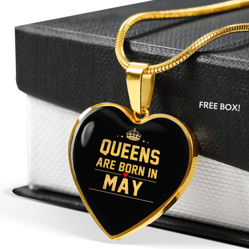 Queens are Born In May Heart Necklace zodiac jewelry for her birthday outfit