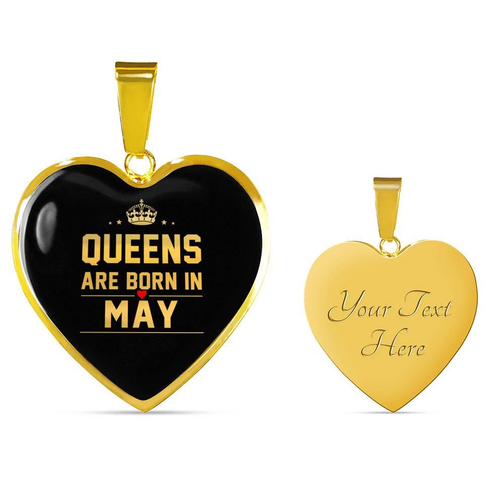 Queens are Born In May Heart Necklace zodiac jewelry for her birthday outfit