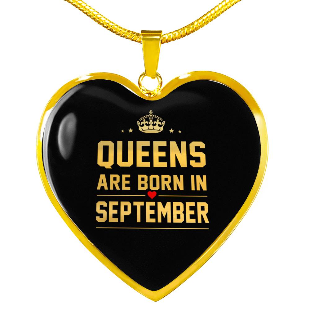 Queens are Born In September Heart Necklace zodiac jewelry for her birthday outfit