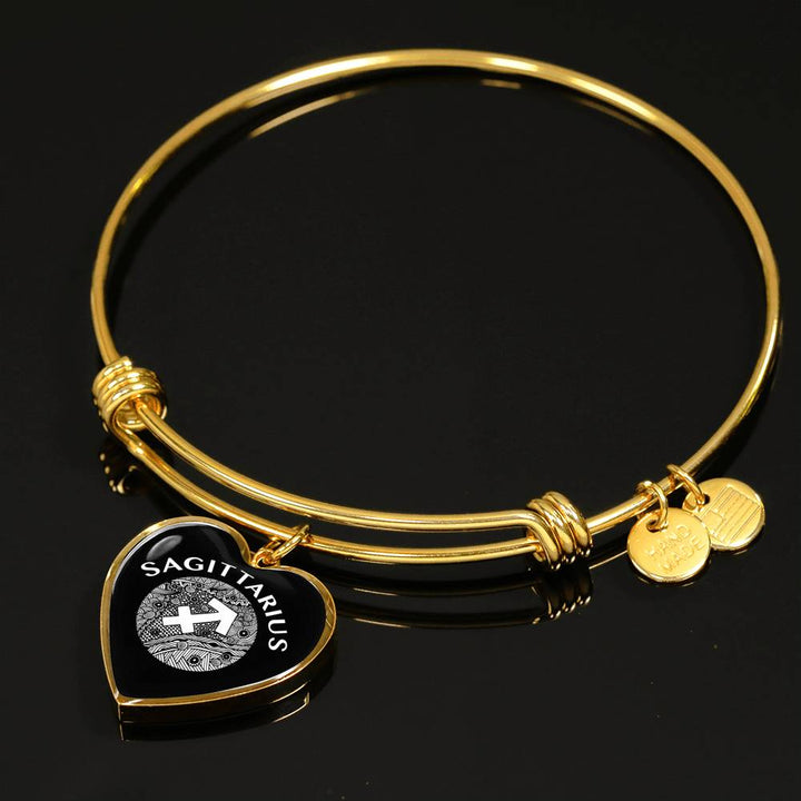 Sagittarius Circle Heart Bangle zodiac jewelry for her birthday outfit