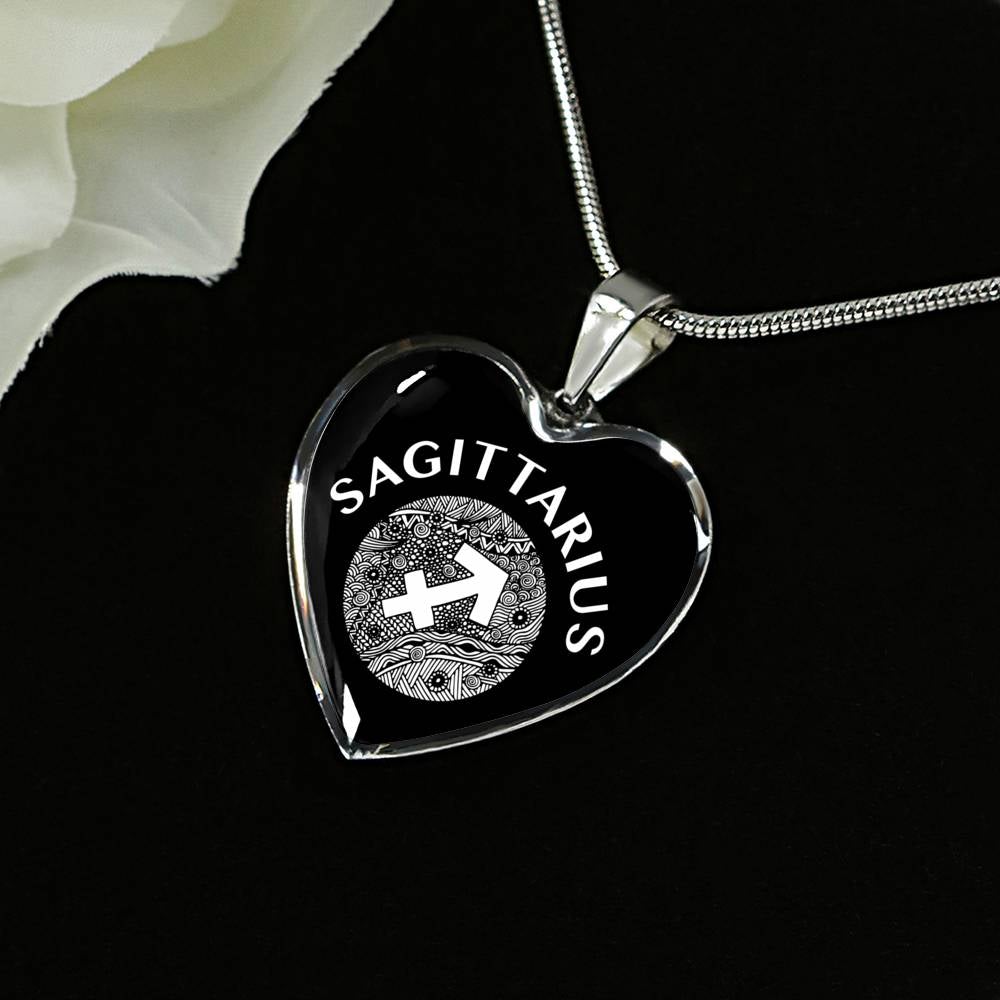 Sagittarius Circle Heart Necklace zodiac jewelry for her birthday outfit