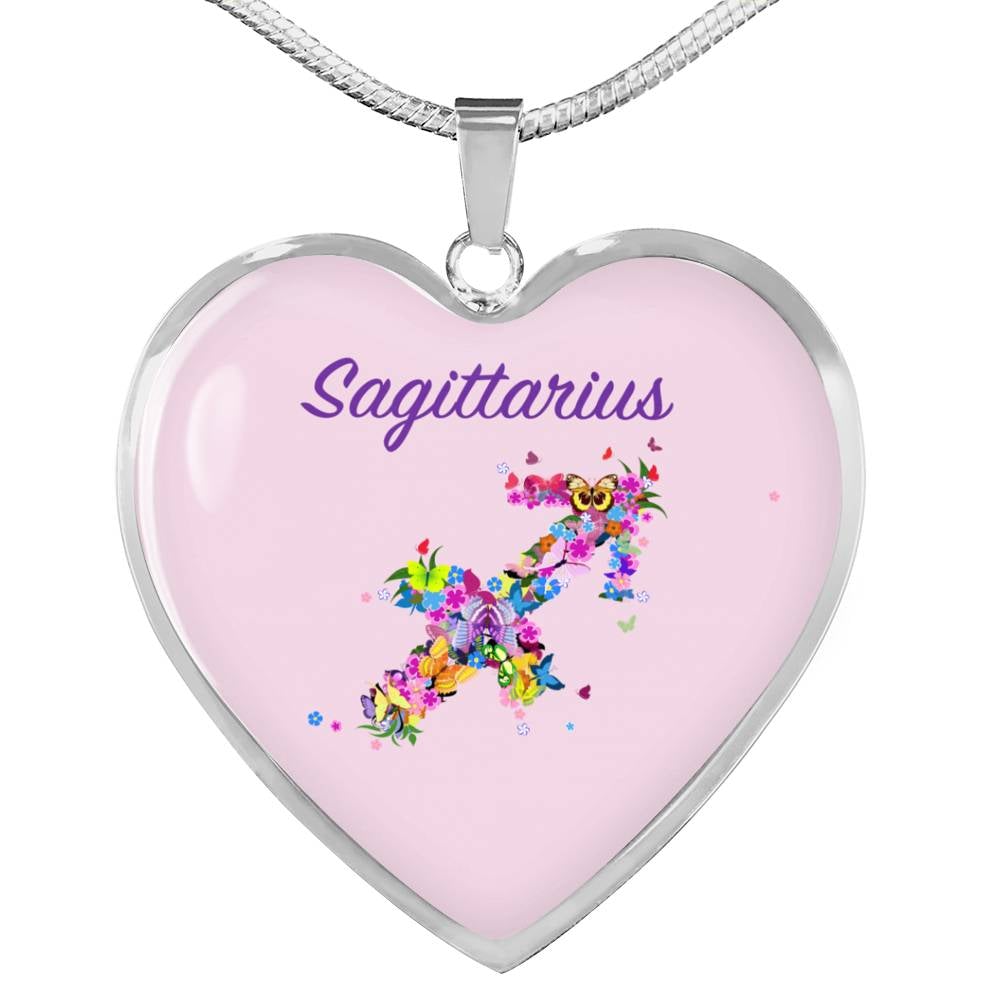 Sagittarius Floral Heart Necklace zodiac jewelry for her birthday outfit