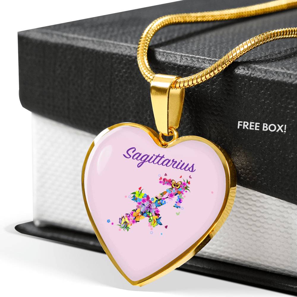 Sagittarius Floral Heart Necklace zodiac jewelry for her birthday outfit