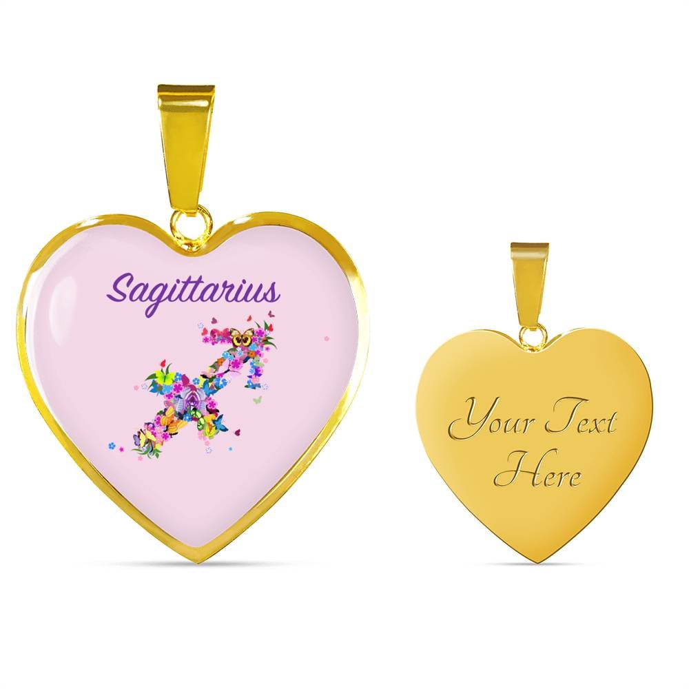 Sagittarius Floral Heart Necklace zodiac jewelry for her birthday outfit