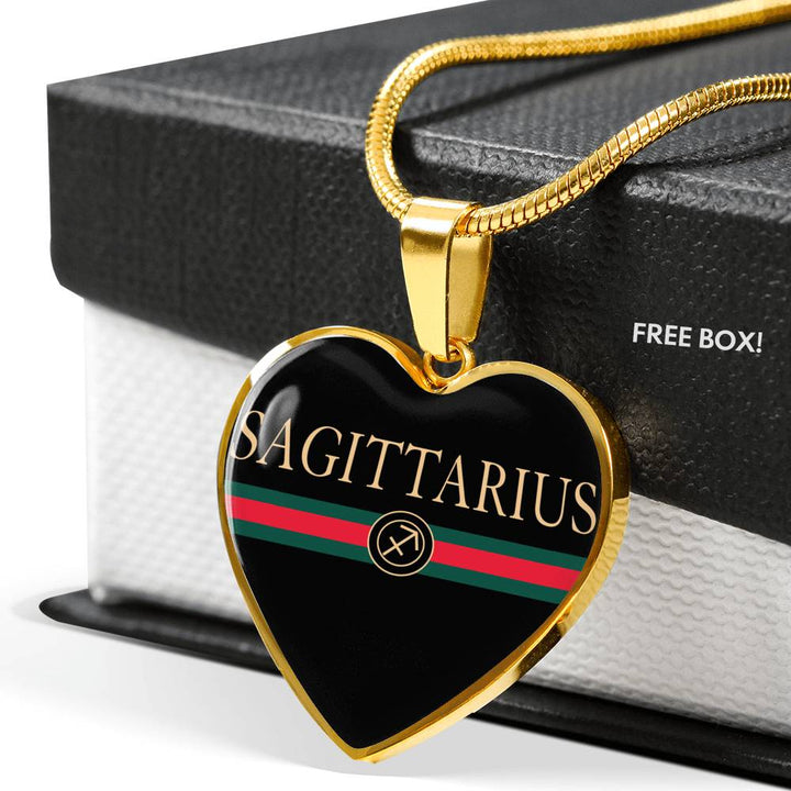 Sagittarius G-Girl Heart Necklace zodiac jewelry for her birthday outfit