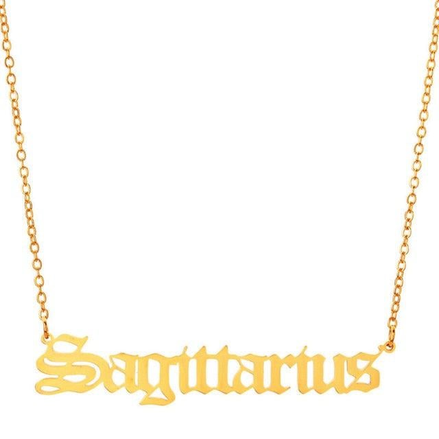 Sagittarius Old English Necklace zodiac jewelry for her birthday outfit