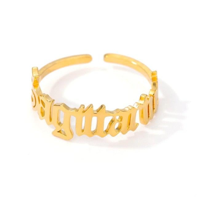 Sagittarius Old English Ring zodiac jewelry for her birthday outfit