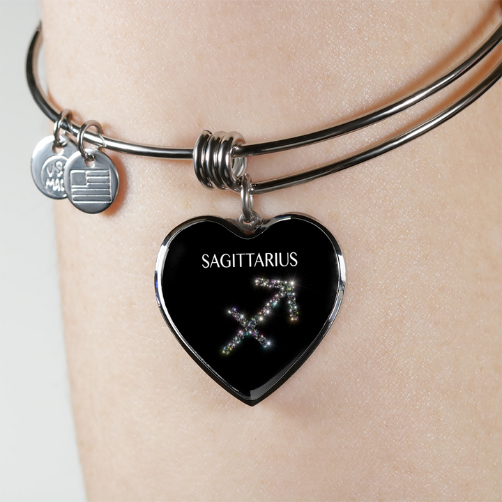 Sagittarius Stars Heart Bangle zodiac jewelry for her birthday outfit