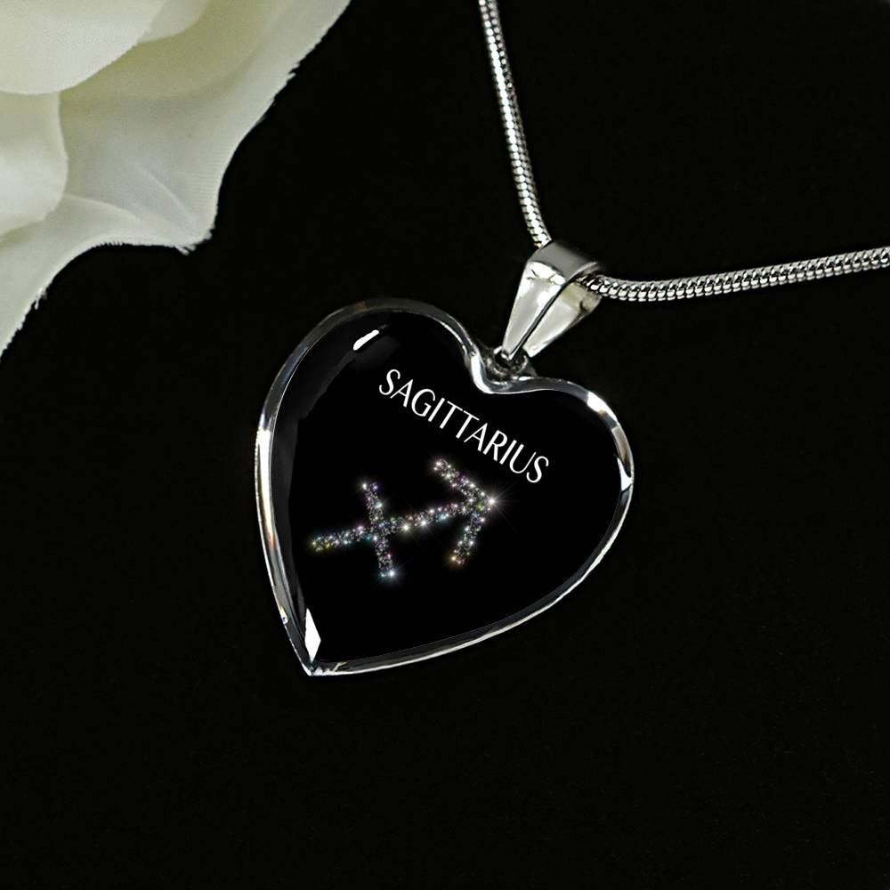 Sagittarius Stars Heart Necklace zodiac jewelry for her birthday outfit