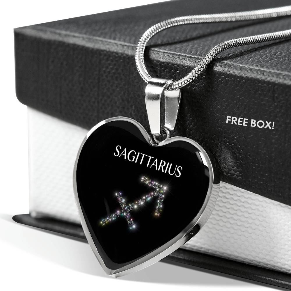 Sagittarius Stars Heart Necklace zodiac jewelry for her birthday outfit