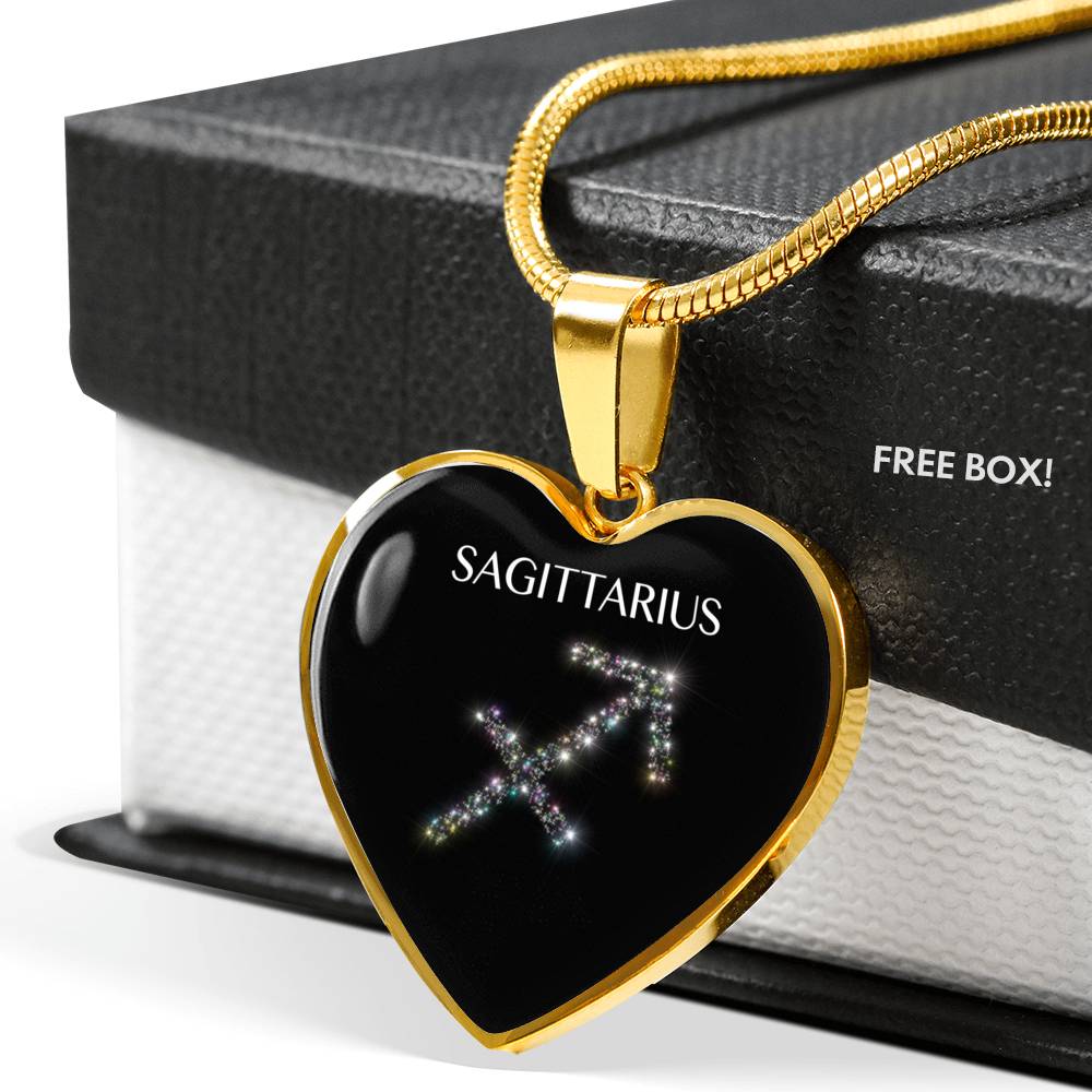 Sagittarius Stars Heart Necklace zodiac jewelry for her birthday outfit