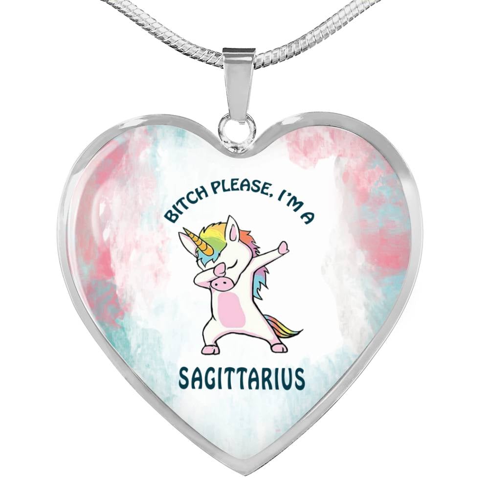 Sagittarius Unicorn Heart Necklace zodiac jewelry for her birthday outfit