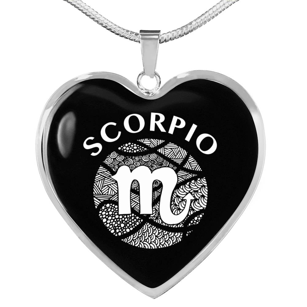 Scorpio Circle Heart Necklace zodiac jewelry for her birthday outfit