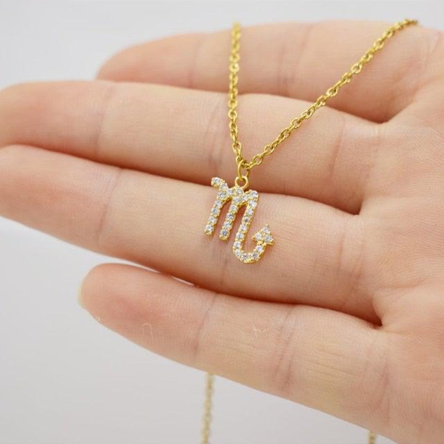 Scorpio Crystal Sign Choker zodiac jewelry for her birthday outfit