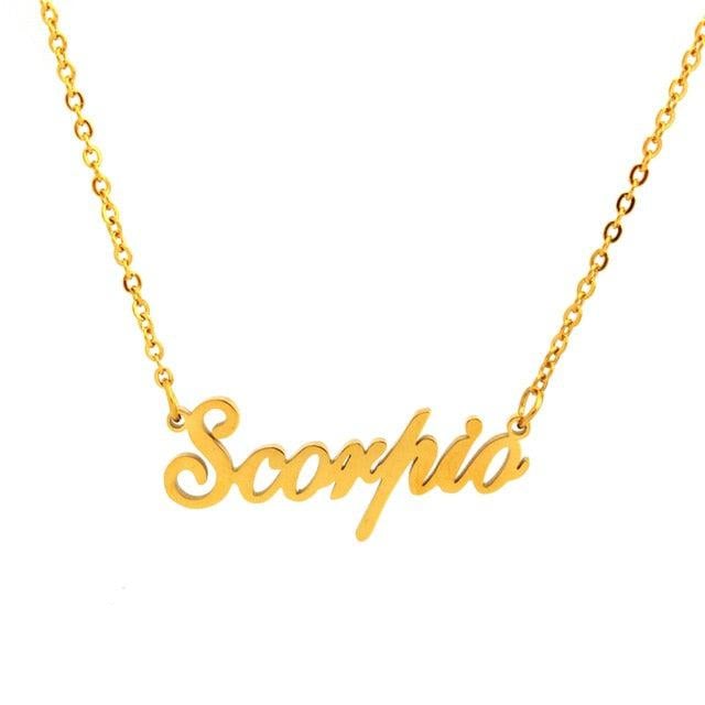 Scorpio Cursive Necklace zodiac jewelry for her birthday outfit