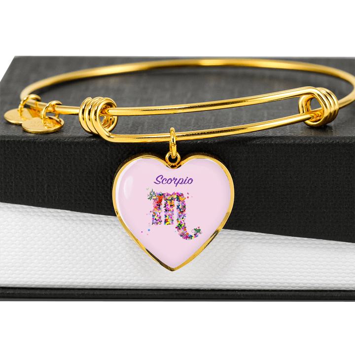 Scorpio Floral Heart Bangle zodiac jewelry for her birthday outfit