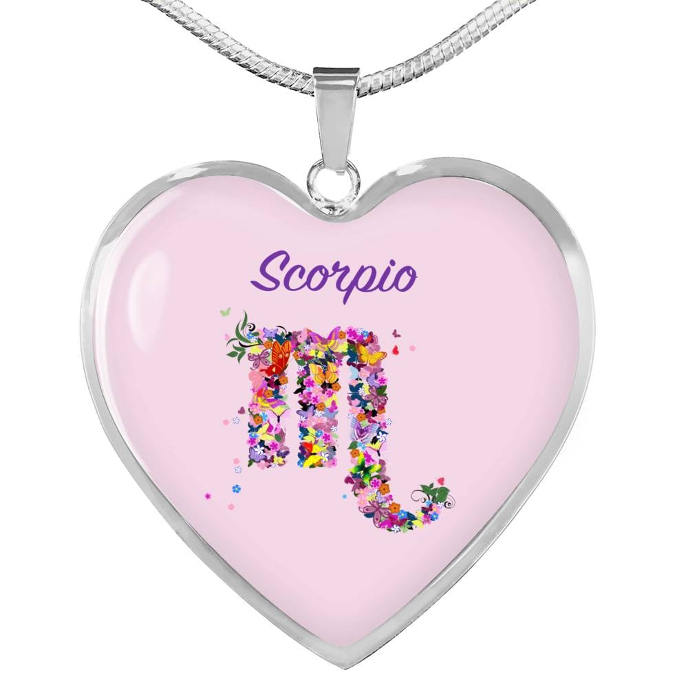 Scorpio Floral Heart Necklace zodiac jewelry for her birthday outfit