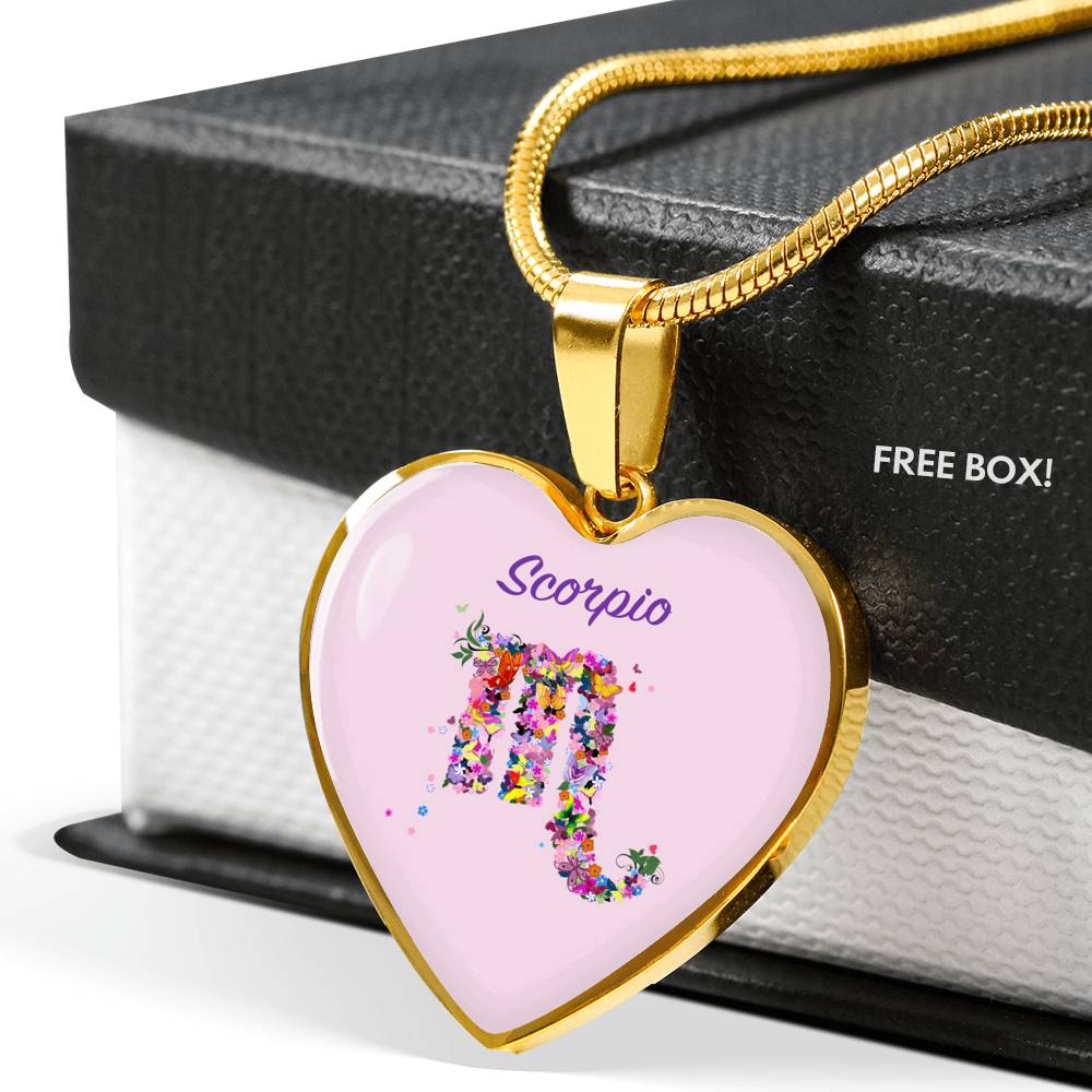 Scorpio Floral Heart Necklace zodiac jewelry for her birthday outfit