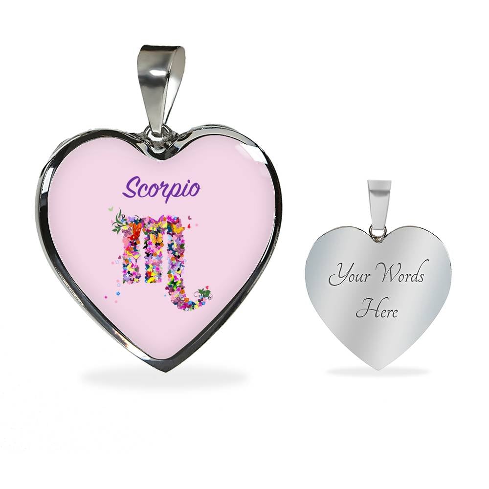Scorpio Floral Heart Necklace zodiac jewelry for her birthday outfit
