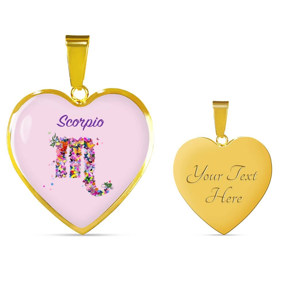 Scorpio Floral Heart Necklace zodiac jewelry for her birthday outfit