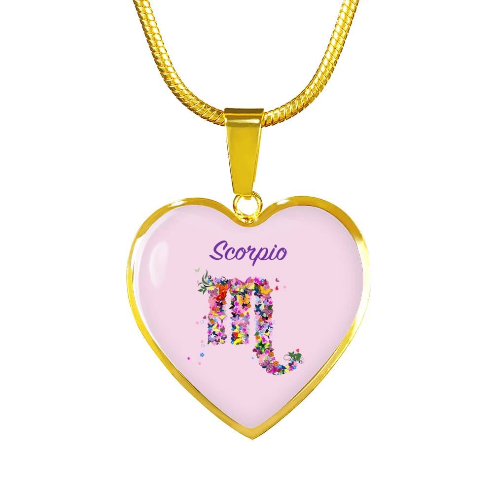 Scorpio Floral Heart Necklace zodiac jewelry for her birthday outfit