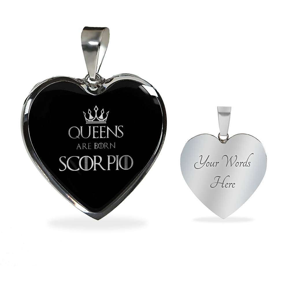 Scorpio Queen Of Thrones Heart Necklace zodiac jewelry for her birthday outfit