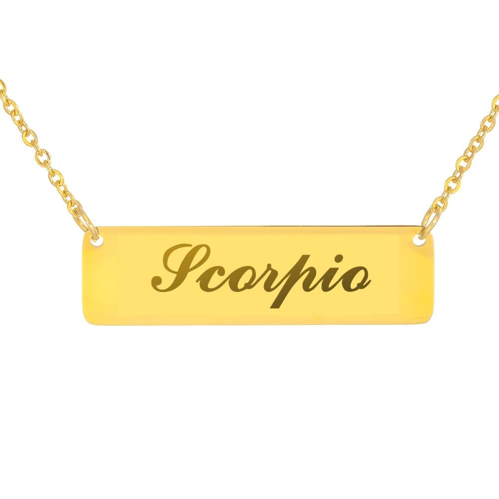 Scorpio Script Nameplate Necklace Zodiac Gal