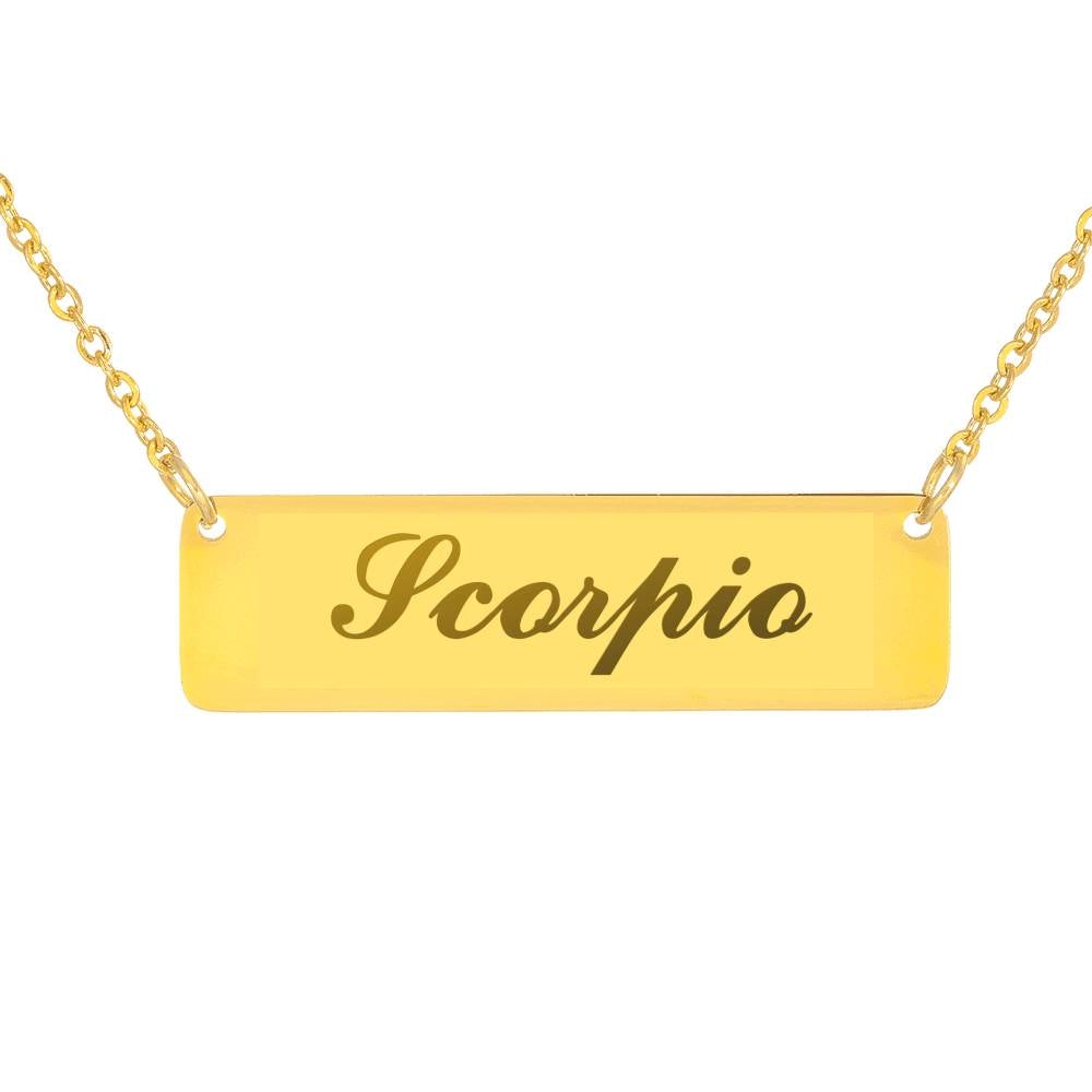 Scorpio Script Nameplate Necklace zodiac jewelry for her birthday outfit