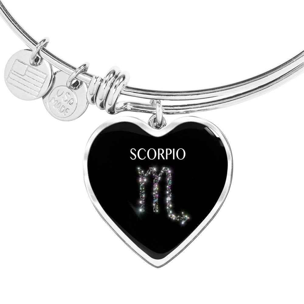 Scorpio Stars Heart Bangle zodiac jewelry for her birthday outfit