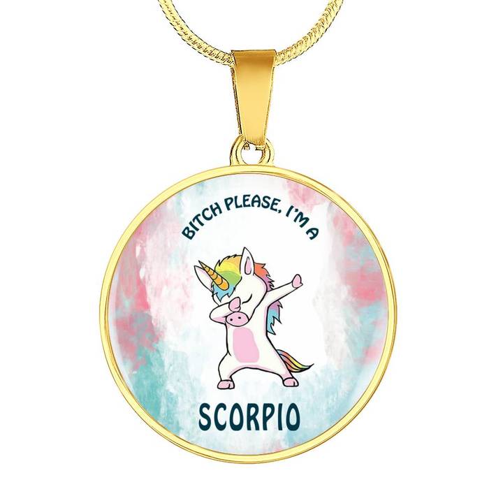 Scorpio Unicorn Circle Necklace zodiac jewelry for her birthday outfit