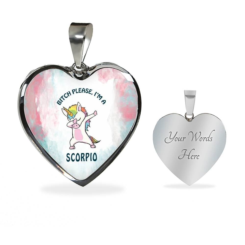Scorpio Unicorn Heart Necklace zodiac jewelry for her birthday outfit