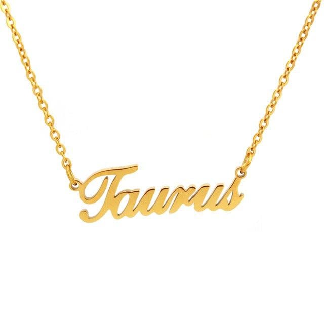 Taurus Cursive Necklace zodiac jewelry for her birthday outfit