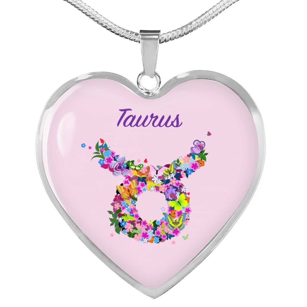 Taurus Floral Heart Necklace zodiac jewelry for her birthday outfit