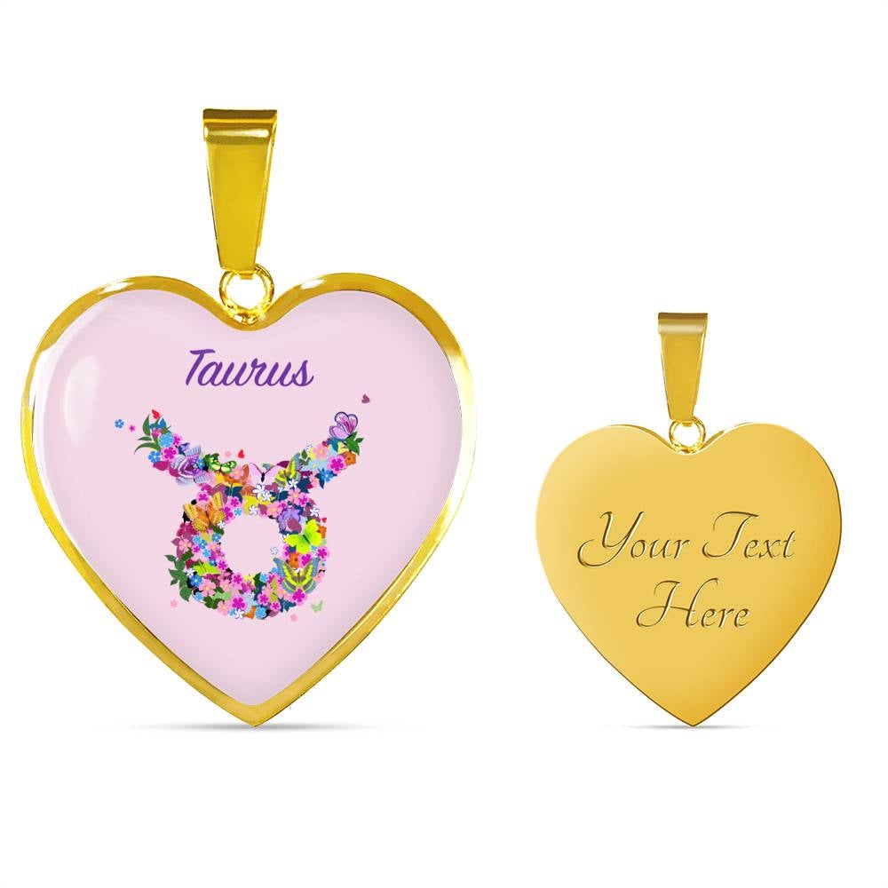Taurus Floral Heart Necklace zodiac jewelry for her birthday outfit