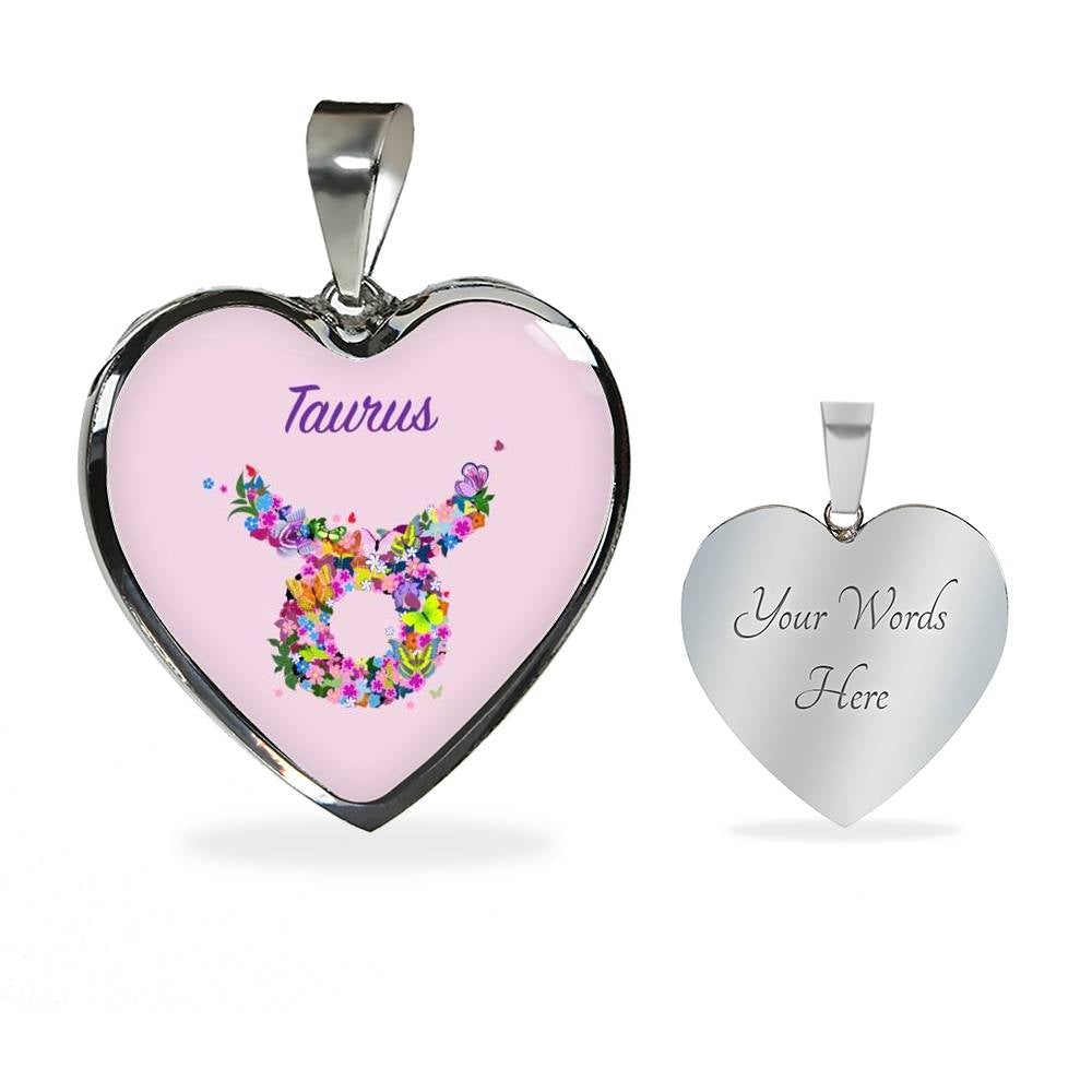 Taurus Floral Heart Necklace zodiac jewelry for her birthday outfit
