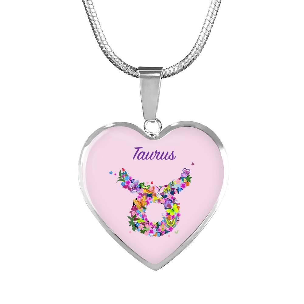 Taurus Floral Heart Necklace zodiac jewelry for her birthday outfit