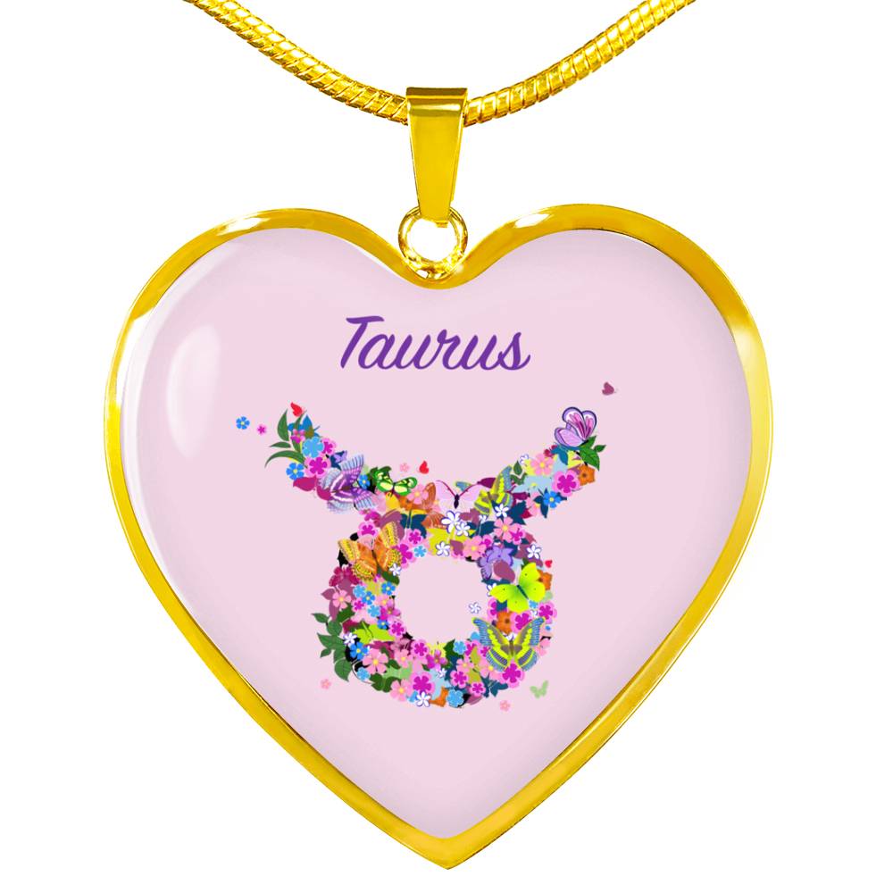 Taurus Floral Heart Necklace zodiac jewelry for her birthday outfit