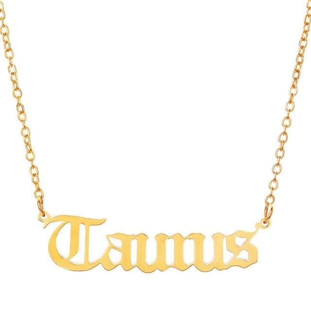 Taurus Old English Necklace zodiac jewelry for her birthday outfit
