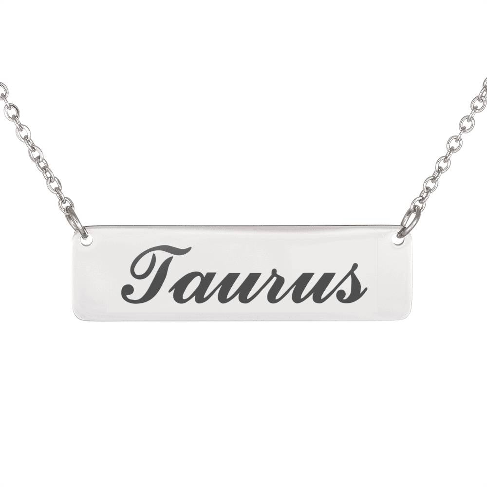 Taurus Script Nameplate Necklace zodiac jewelry for her birthday outfit