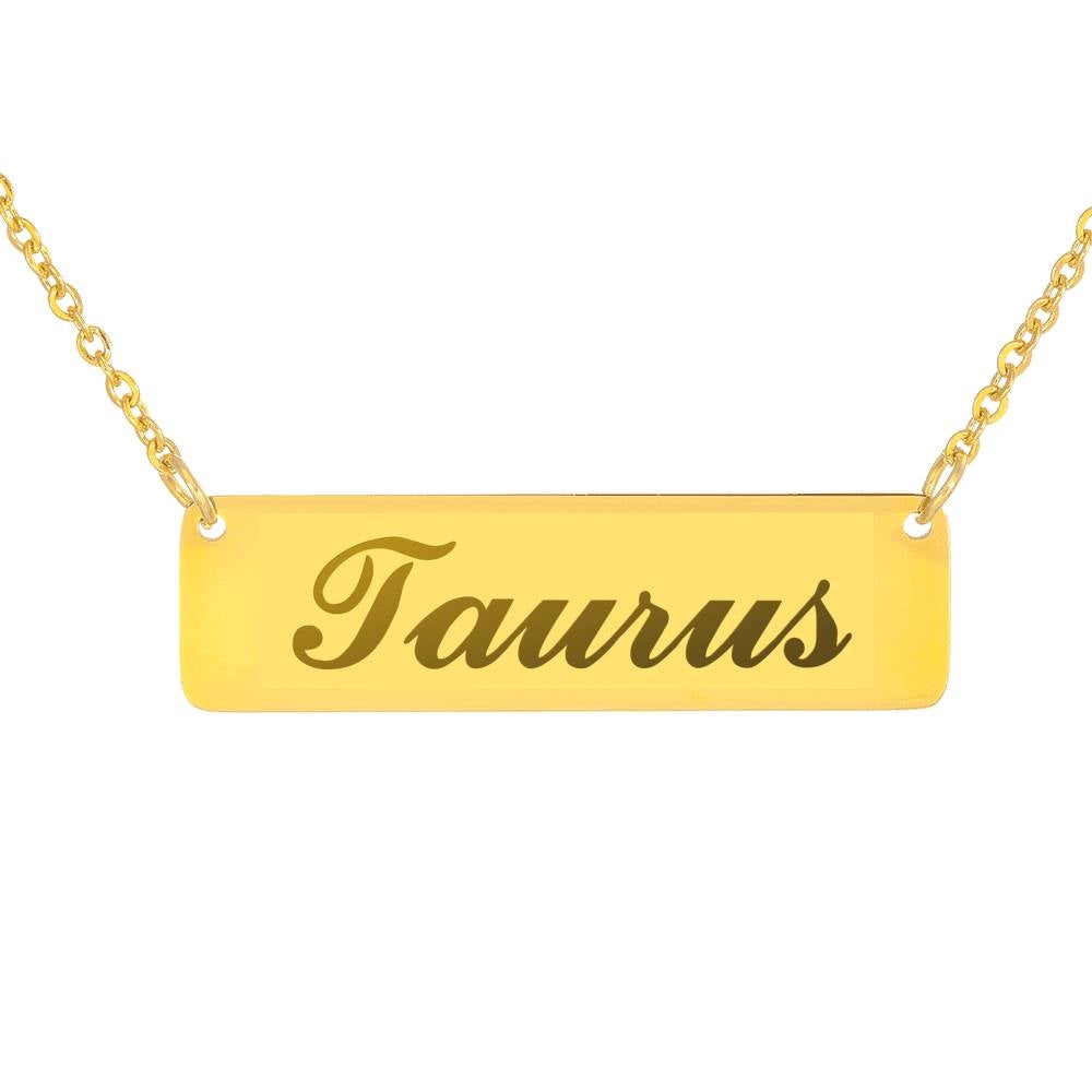 Taurus Script Nameplate Necklace zodiac jewelry for her birthday outfit