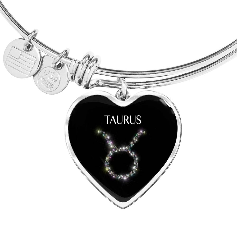 Taurus Stars Heart Bangle zodiac jewelry for her birthday outfit