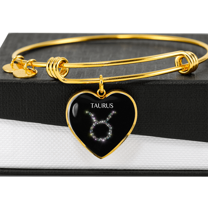 Taurus Stars Heart Bangle zodiac jewelry for her birthday outfit
